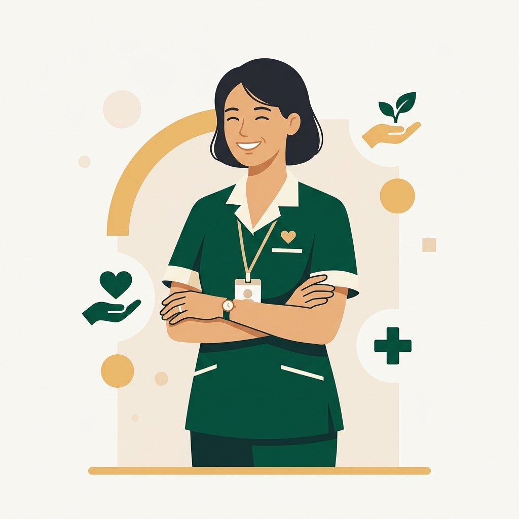Compassionate caregiver illustration